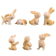 7PCS Rabbit Toy Figure, Lovely Bunny Figurines Playset, Decorative Birthday Cake Topper, Miniature Garden Animal Decoration Gift for Kids Christmas, Easter, Party